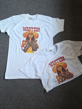 Set Of Couple  Graphic Tee with 'WANTED!' Illustration